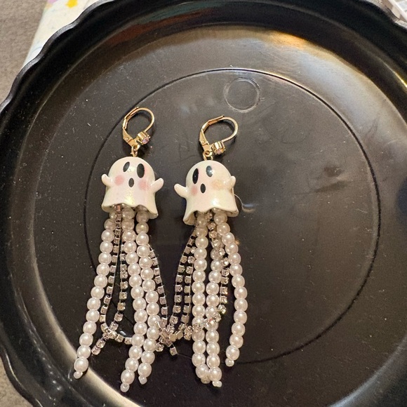 Betsey Johnson Jewelry - Betsey Johnson Ghost Earrings with Pearls and Rhinestones